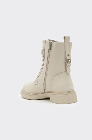 Hakiki Deri Fermuarlı Kadın Bot 