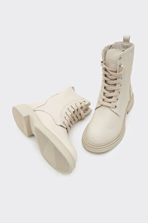 Hakiki Deri Fermuarlı Kadın Bot 