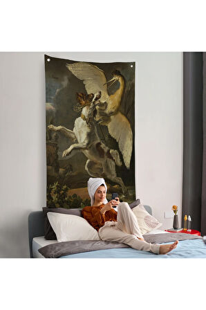 Abraham Hondius - Kuşa Saldıran Köpek Duvar Örtüsü - Dog fighting a heron-7281