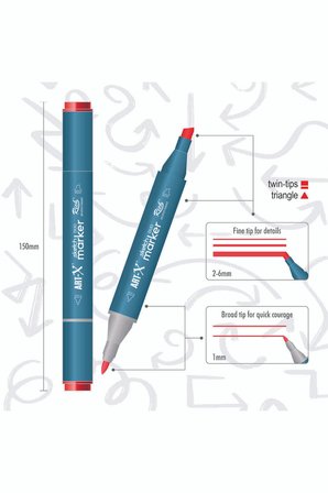 Rich Art-X Sketch Marker Duo Marker Çift Uçlu Su Bazlı Boyama Kalemi 60 Renk Set 18050