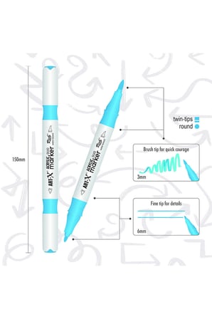 Rich Art-X Acrylic Marker Duo Marker Çift Uçlu Su Bazlı Boyama Kalemi 36 Renk Set 18058