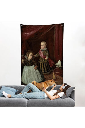 Diego Velázquez - Prens Balthasar Charles Cüceyle Birlikte Duvar Örtüsü-7282