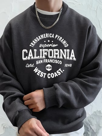 California West Coast Prints Erkek Kapüşonlular Sonbahar Gevşek Tişörtü Hip Hop Bisiklet Yaka