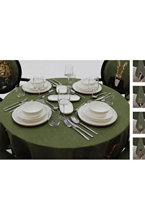 Aristocrats Yuvarlak Masa Örtüsü  (İnce Keten Uluslararası Yıkama ve Solmama Sertifikası)