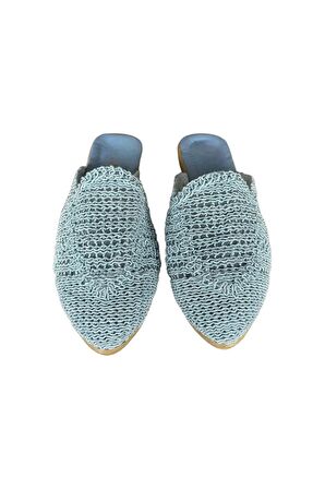 Kadın Dantel İşlemeli Terlik MAVİ