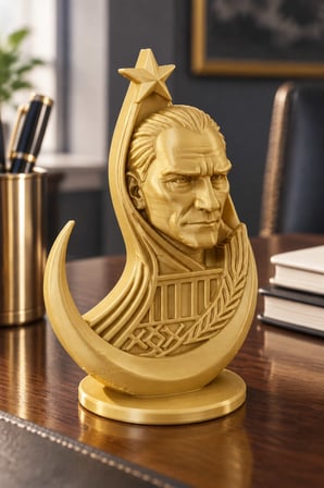 Ay Yıldızlı Atatürk Figürlü Dekoratif Mini Biblo