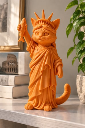Özgürlüğün Kedisi Figürlü Dekoratif Biblo - Büyük Boy - 22cm