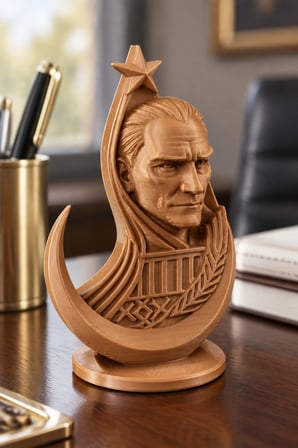 Ay Yıldızlı Atatürk Figürlü Dekoratif Mini Biblo