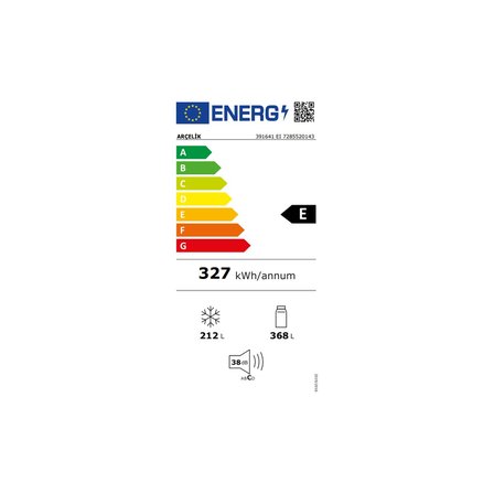 Arçelik 391641 Eı Buzdolabı E Enerji Sınıfı