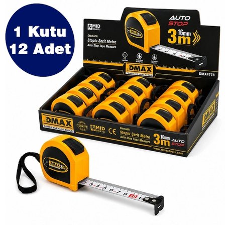 DMAX PROF Stoplu Şerit Metre 3mt*16mm, 12 Adet, 1 Koli