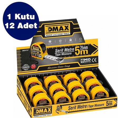 Dmax Prof Şerit Metre 5mt*25mm, 12 Adet, 1 Koli