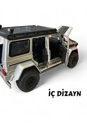 Çek Bırak Işıklı Ve Sesli Off Road Jeep 23 cm Çekme Halat İpli Metal Kasa Açılabilir Kapılar