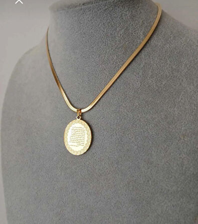 Ayet’el kürsü paslanmaz Çelik gold renk ezme zincir kolye