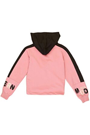 Kız Çocuk Tavşan Oyuncaklı Kapüşonlu Crop Sweatshirt