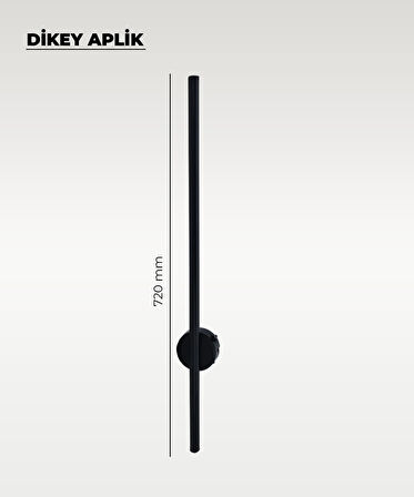 Şarjlı Siyah Dikey Aplik 3200K Sarı Işık – Elektrik Gerektirmez