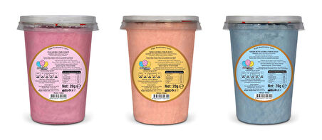 ÇİLEK, MANGO, TUTTİ FRUTTİ AROMALI 3'LÜ GURME PAMUK ŞEKERLER