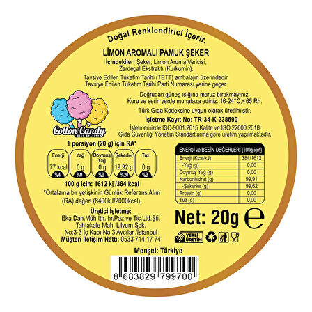 LİMON AROMALI 12'Lİ GURME PAMUK ŞEKERLER