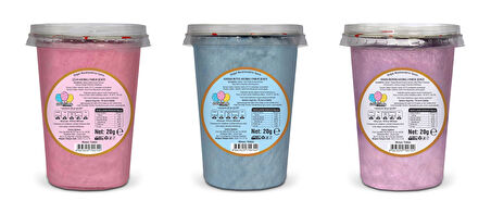 ÇİLEK, TUTTİ FRUTTİ , YABANMERSİNİ, AROMALI 3'LÜ GURME PAMUK ŞEKERLER