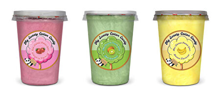 ÇİLEK, KİVİ, MUZ AROMALI 3'LÜ GURME PAMUK ŞEKERLER