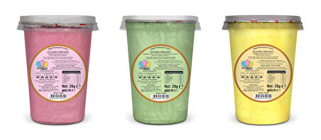 ÇİLEK, KİVİ, MUZ AROMALI 3'LÜ GURME PAMUK ŞEKERLER