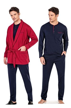 4 Parça Damat Çeyiz Seti Penye Pijama Takımı