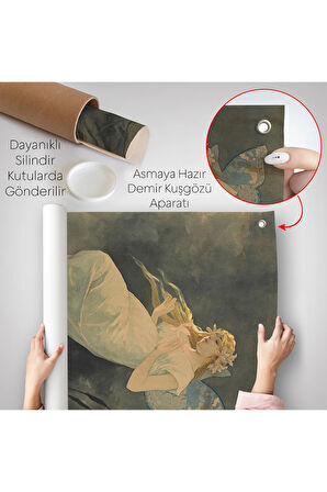 Alphonse Mucha'nın İris Çiçekleriyle Elf Duvar Örtüsü-7288