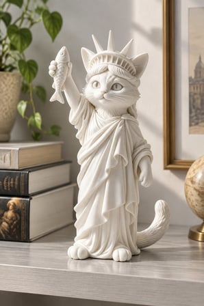 Özgürlüğün Kedisi Figürlü Dekoratif Biblo - Büyük Boy - 22cm