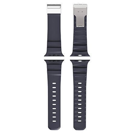 Apple Uyumlu Watch Seri 10-11 (46mm) Kordon 2/3/4/5/6/se/7/8/9 (44-45-49mm) KD-145 Metal Tokalı Silikon Kordon