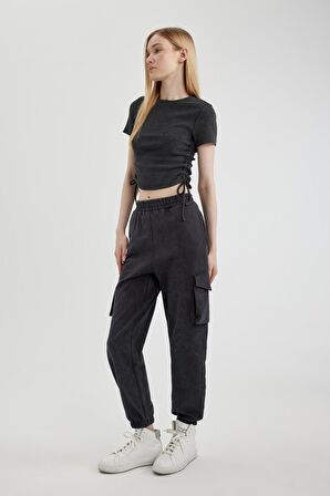 DeFacto Coool Basic Düz Beli Paçası Lastikli Kargo Cepli Jogger Eşofman Altı C1443AX24SPAR226