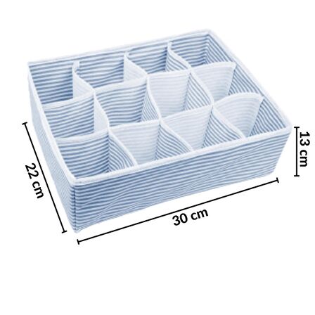 Piev 12 Bölmeli Çekmece Düzenleyici Organizer Mavi Çizgili