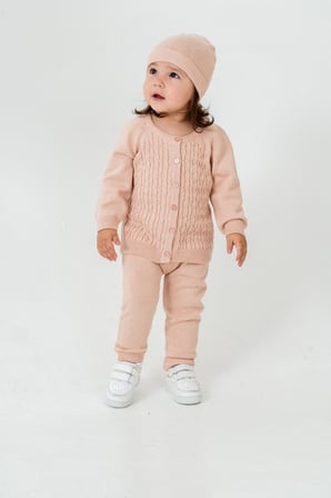 Unisex Triko Saç Örgülü Alt Üst Bere 3'lü Takım 22108