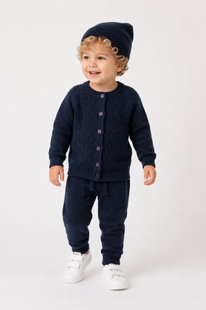 Unisex Triko Saç Örgülü Alt Üst Bere 3'lü Takım 22108