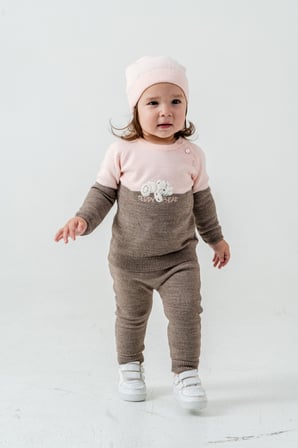 Çocuk Teddy Bear Detay Kazak Pantolon Bere Triko Kışlık Takım 22113