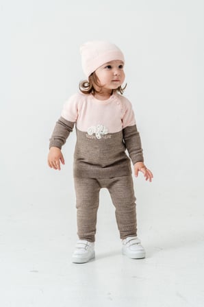 Çocuk Teddy Bear Detay Kazak Pantolon Bere Triko Kışlık Takım 22113