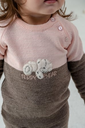 Çocuk Teddy Bear Detay Kazak Pantolon Bere Triko Kışlık Takım 22113