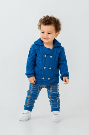 Erkek Bebek Triko Hırka Pantolon Kışlık Takım 23110