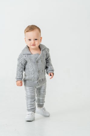 Erkek Bebek Triko Hırka Pantolon Kışlık Takım 23110