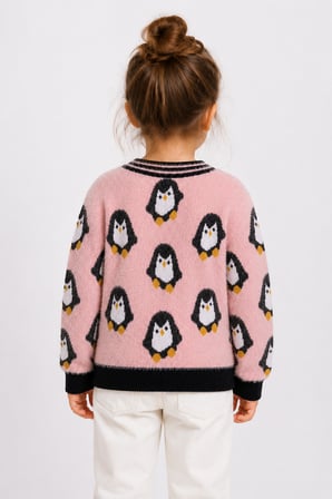 Penguen Desenli Kız Çocuk Kazak 23212