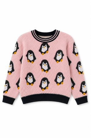 Penguen Desenli Kız Çocuk Kazak 23212