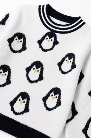 Penguen Desenli Kız Çocuk Kazak 23212