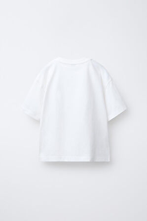 Tatildeyim Temalı Oversize Beyaz Çocuk Tişört