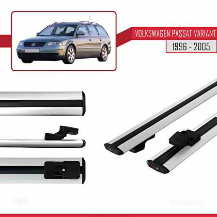 VW Passat B5 Variant 1996-2005 Arası ile Uyumlu BASIC Model Ara Atkı Tavan Barı Gri 2 Adet