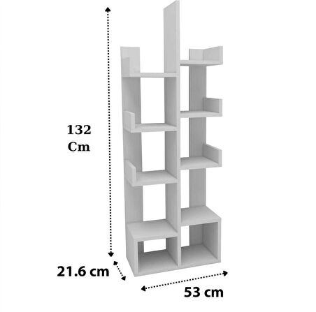 Reyo Home Enda Pamfilya 10 Bölmeli/Raflı Kitaplık Beyaz