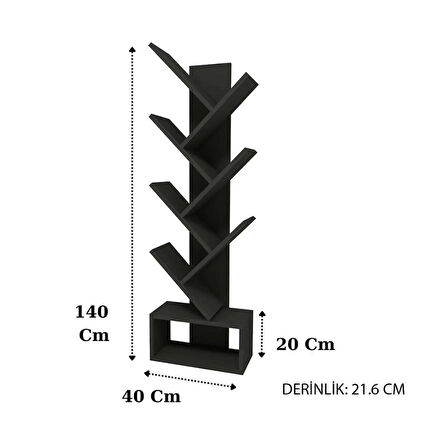 Reyo Home Enda Erine 8 Raflı Zikzak Kitaplık Antrasit