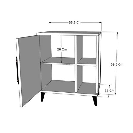 Reyo Home Enda Taksuk 4 Raflı Kapaklı Modern Komodin Çam