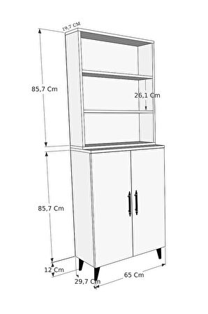 Reyo Home Enda Oras 6 Raflı 2 Kapaklı Klasik Kitaplık Beyaz