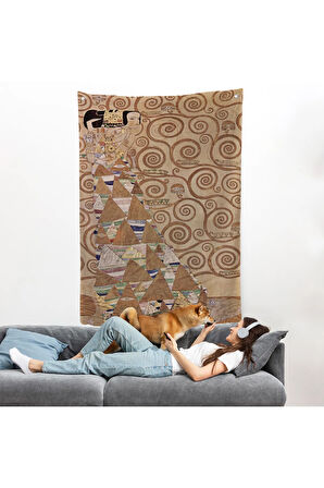 Gustav Klimt - Hayat Ağacı Duvar Örtüsü - Expectation From Tree of Life-7293