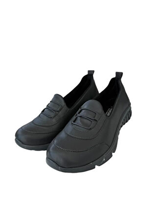 Ortopedik Kadın Yürüyüş Ayakkabısı FÜME - SİYAH