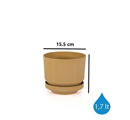 Omnipazar SO-S281 Dekoratif Tabaklı Lüks Çizgi Desenli Saksı 1.7 Litre