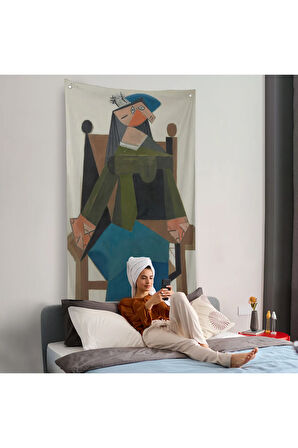 Pablo Picasso - Koltukta Oturan Soyut Kadın Duvar Örtüsü-7295